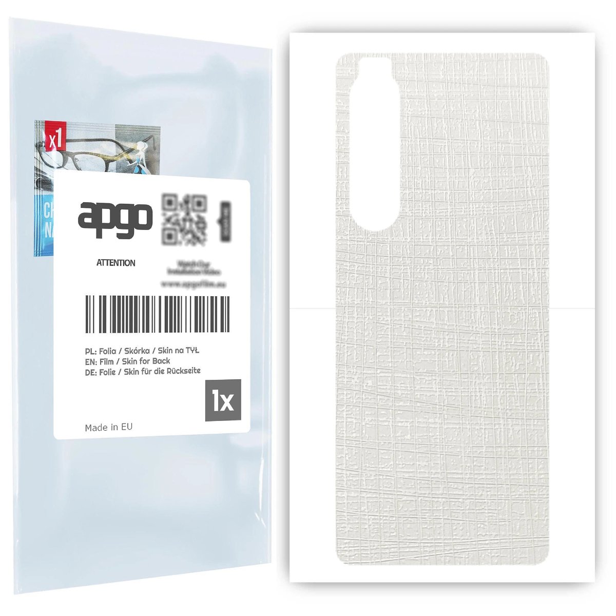 Folia naklejka skórka strukturalna na TYŁ do Sony Xperia 1 III -  Tkanina Biała - apgo SKINS