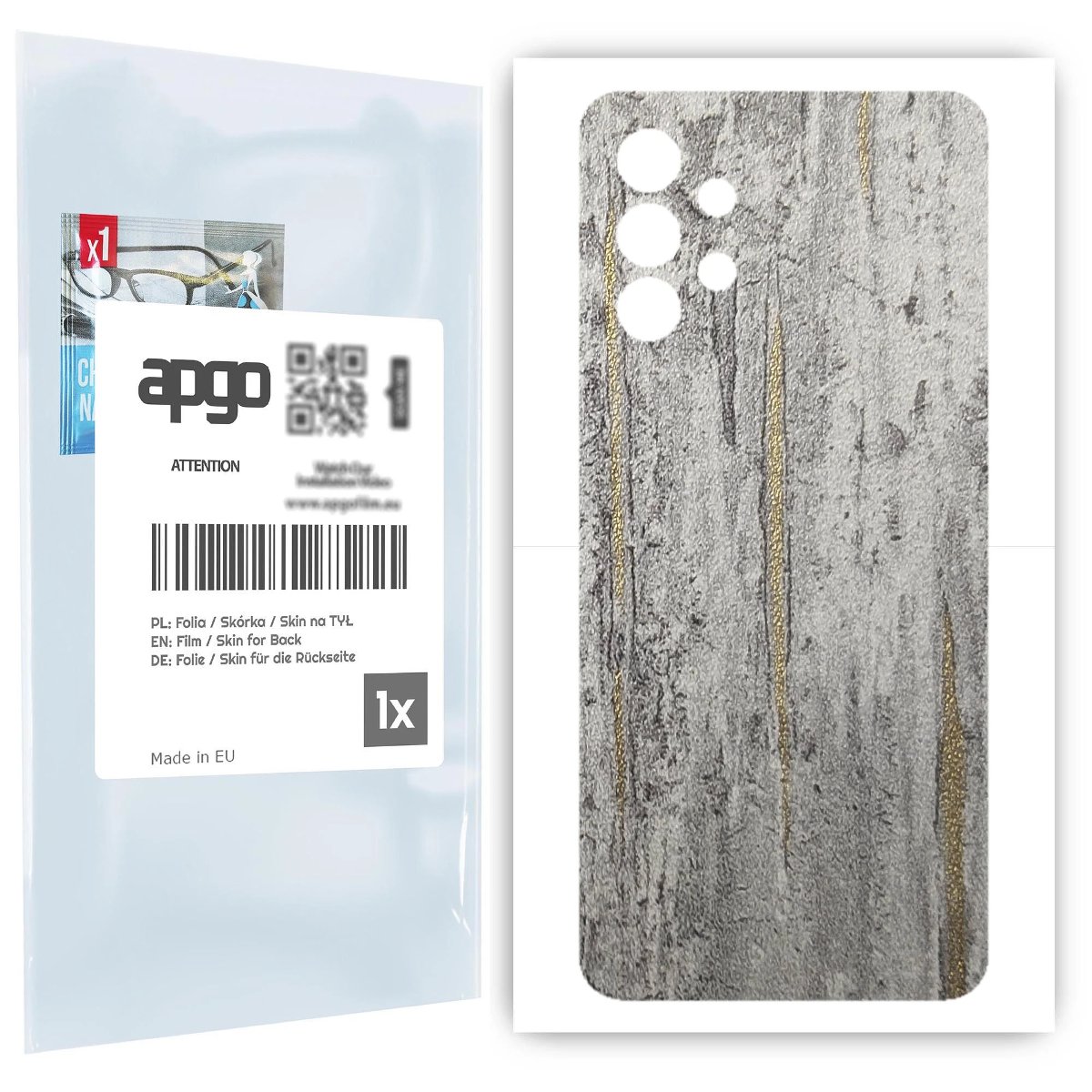 Folia naklejka skórka strukturalna na TYŁ do Samsung Galaxy A32 4G -  Beton Złote Paski - apgo SKINS