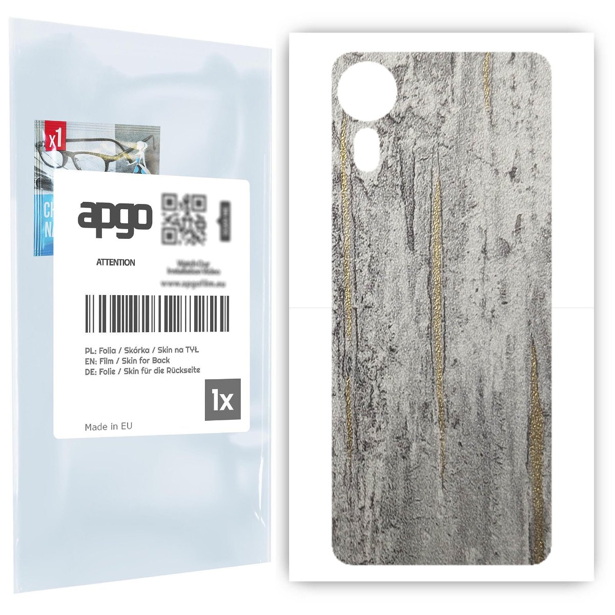 Folia naklejka skórka strukturalna na TYŁ do Samsung Galaxy XCover 5 -  Beton Złote Paski - apgo SKINS