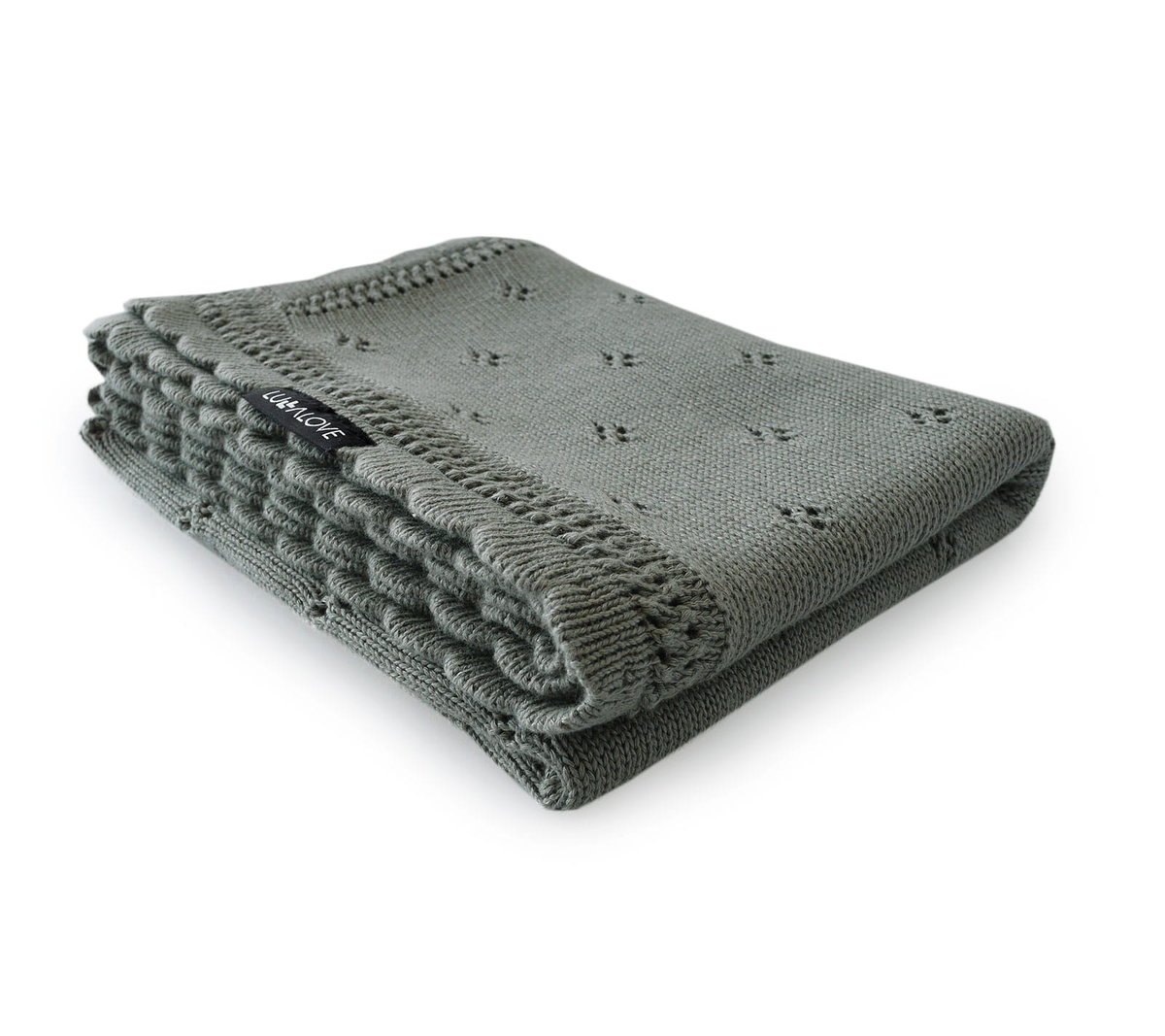 Kocyk ażurowy Daisy - Khaki 80x100 cm Lullalove