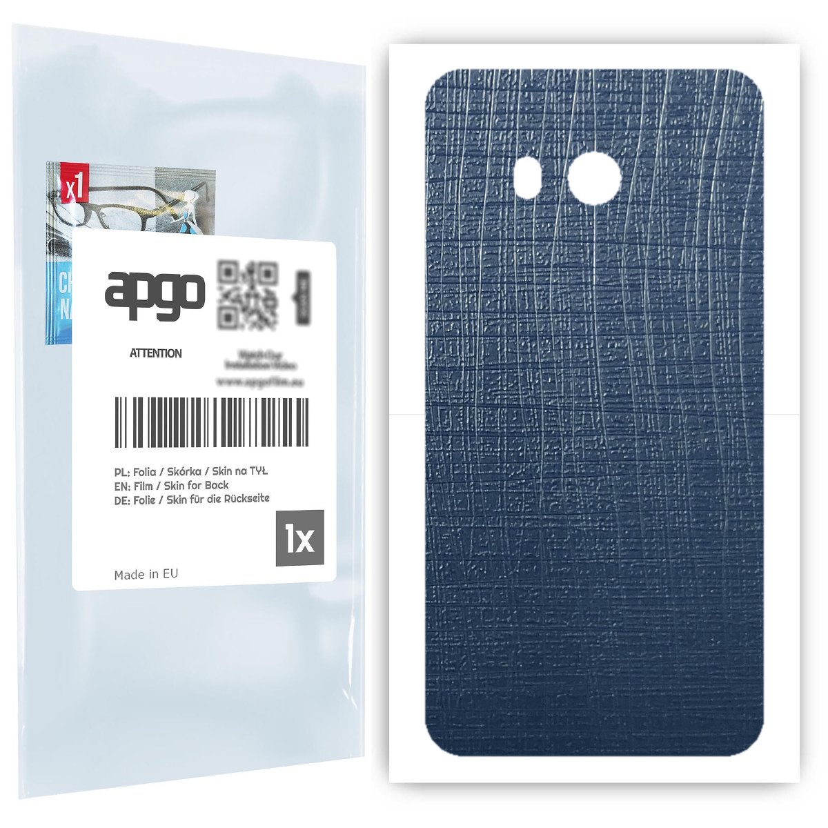 Folia naklejka skórka strukturalna na TYŁ do HTC U11 -  Tkanina Granatowa - apgo SKINS