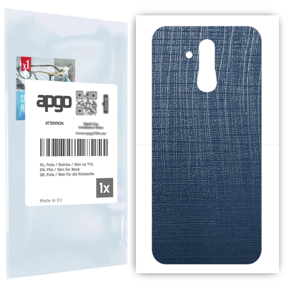 Folia naklejka skórka strukturalna na TYŁ do Huawei Mate 20 lite -  Tkanina Granatowa - apgo SKINS