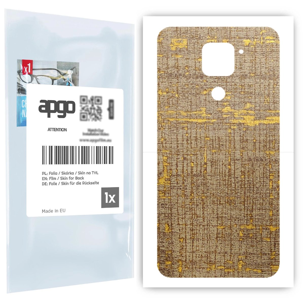 Folia naklejka skórka strukturalna na TYŁ do Xiaomi Redmi Note 9 -  Tkanina Vintage - apgo SKINS