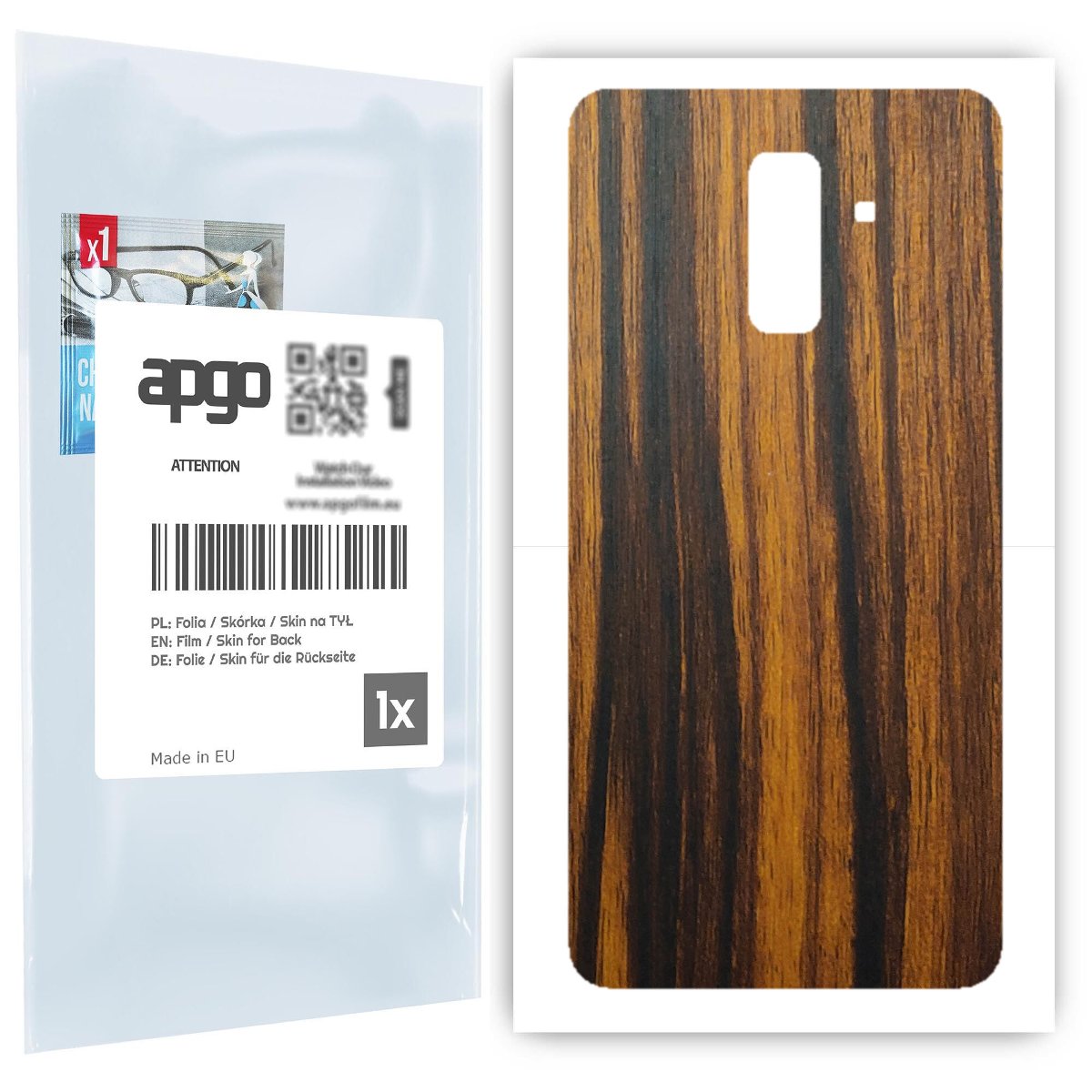 Folia naklejka skórka strukturalna na TYŁ do Samsung Galaxy A6+ (2018) -  Drewno Tygrysie - apgo SKINS