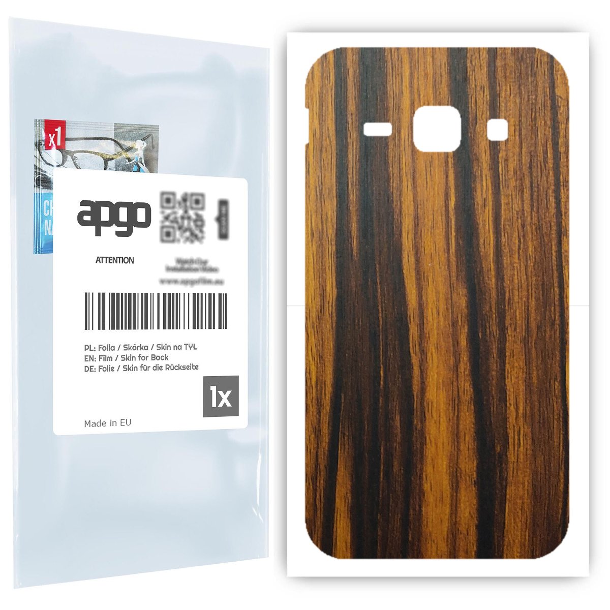 Folia naklejka skórka strukturalna na TYŁ do Samsung Galaxy J1 (2016) -  Drewno Tygrysie - apgo SKINS