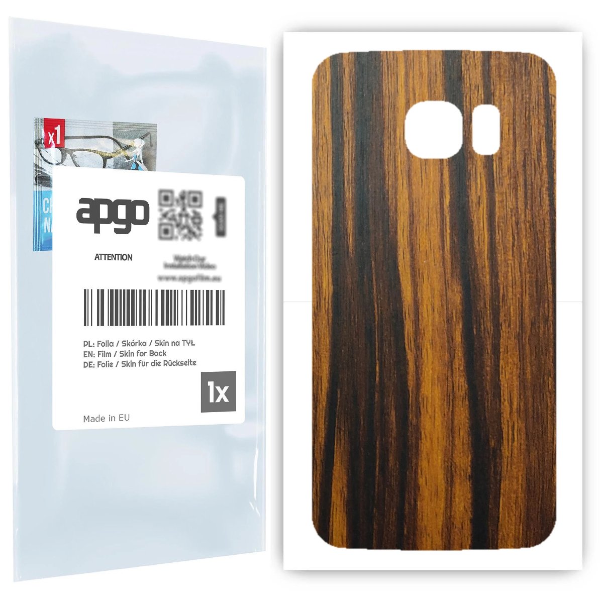 Folia naklejka skórka strukturalna na TYŁ do Samsung Galaxy S6 Edge SM-G925F -  Drewno Tygrysie - apgo SKINS