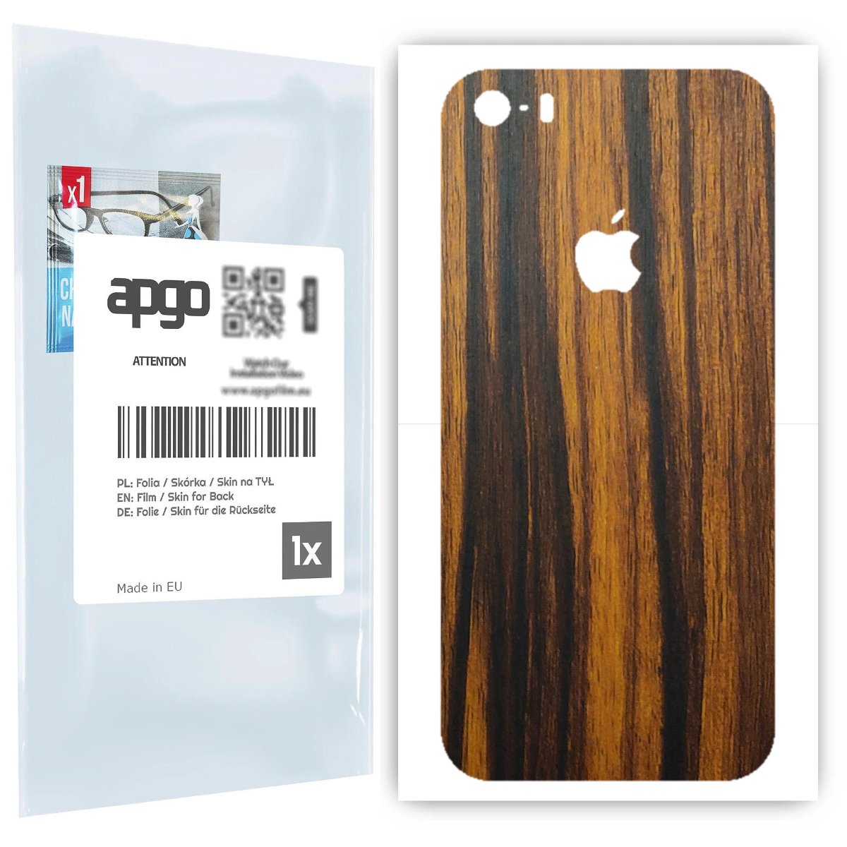 Folia naklejka skórka strukturalna na TYŁ do Apple iPhone 5 -  Drewno Tygrysie - apgo SKINS