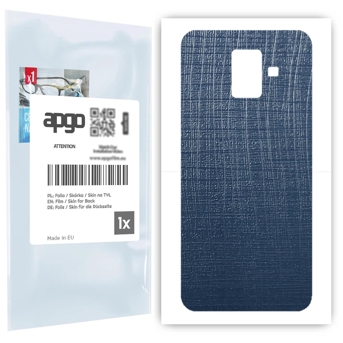 Folia naklejka skórka strukturalna na TYŁ do Samsung Galaxy A6 (2018) -  Tkanina Granatowa - apgo SKINS