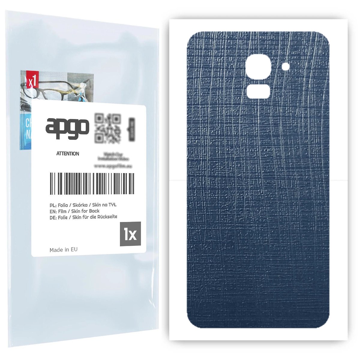 Folia naklejka skórka strukturalna na TYŁ do Samsung Galaxy J6 -  Tkanina Granatowa - apgo SKINS