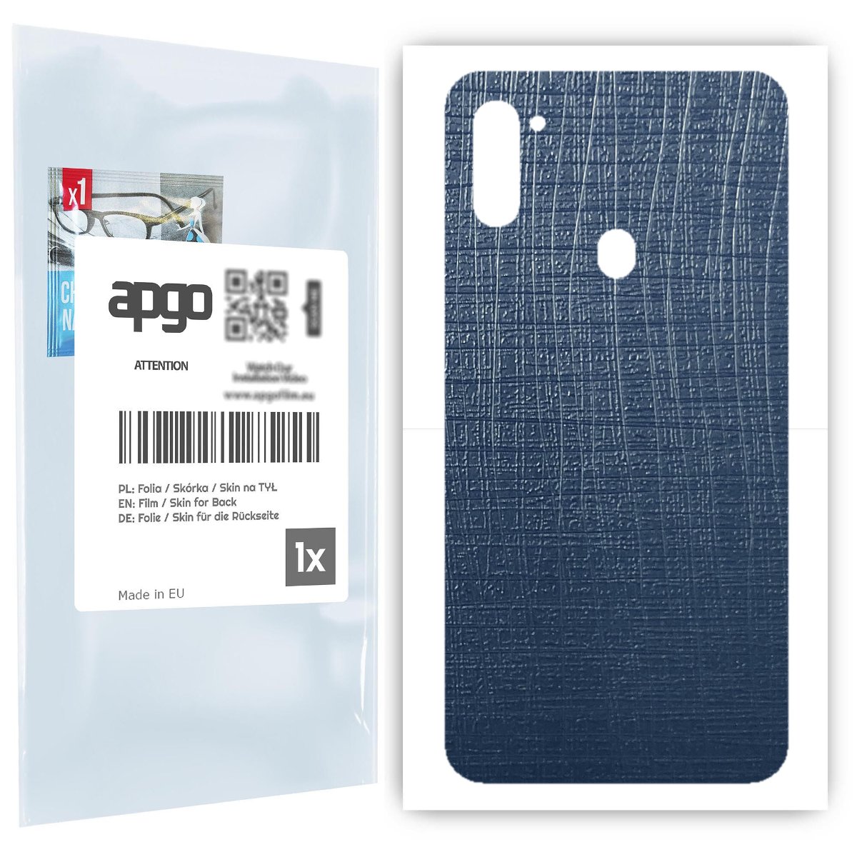 Folia naklejka skórka strukturalna na TYŁ do Samsung Galaxy M11 -  Tkanina Granatowa - apgo SKINS