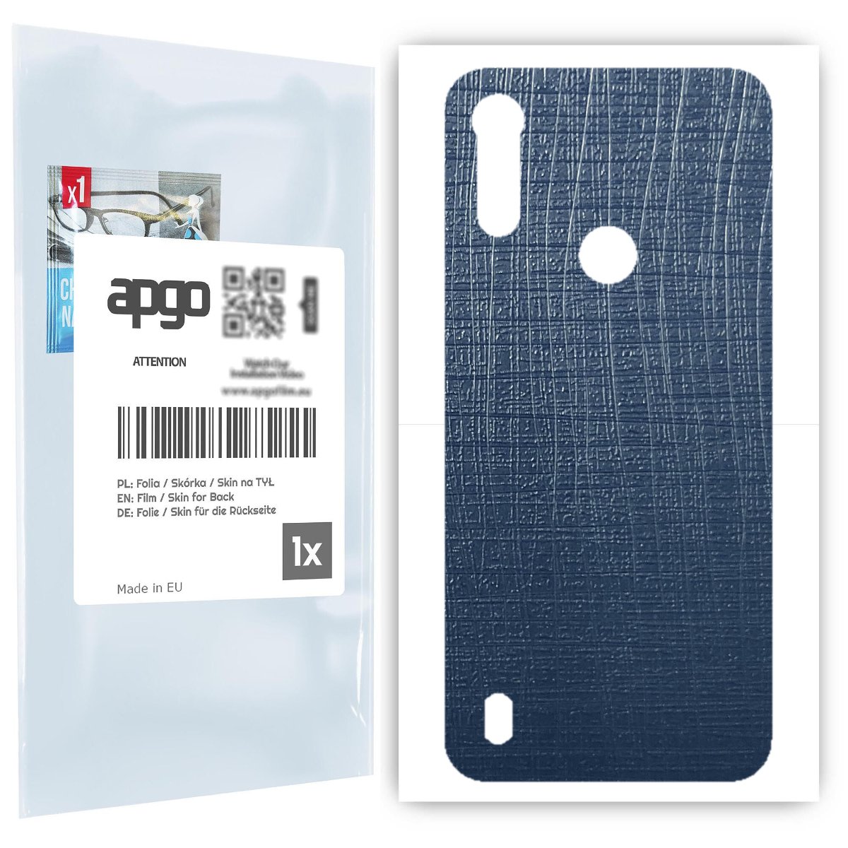 Folia naklejka skórka strukturalna na TYŁ do Motorola Moto E6s (2020) -  Tkanina Granatowa - apgo SKINS