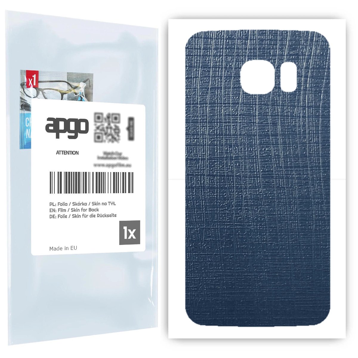 Folia naklejka skórka strukturalna na TYŁ do Samsung Galaxy S6 Edge SM-G925F -  Tkanina Granatowa - apgo SKINS