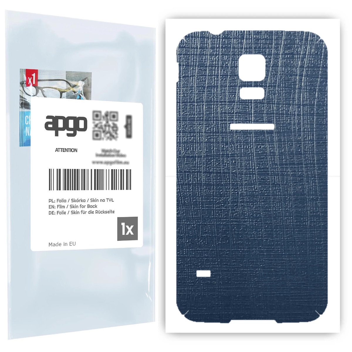 Folia naklejka skórka strukturalna na TYŁ do Samsung Galaxy S5 SM-G900F -  Tkanina Granatowa - apgo SKINS