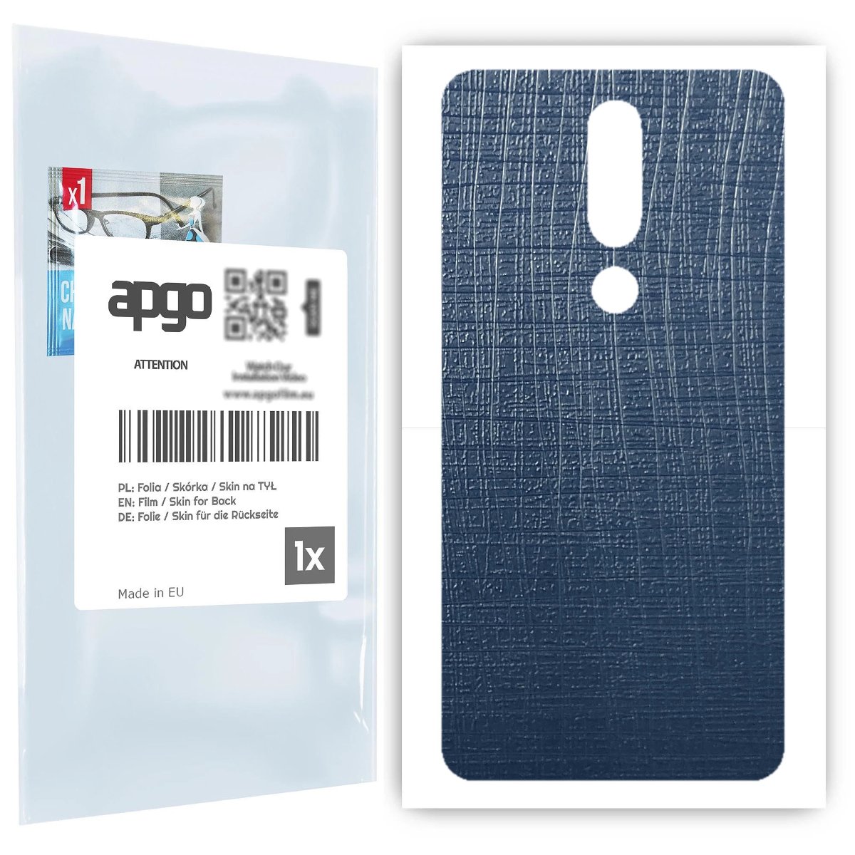 Folia naklejka skórka strukturalna na TYŁ do Nokia 5.1 Plus (Nokia X5) -  Tkanina Granatowa - apgo SKINS
