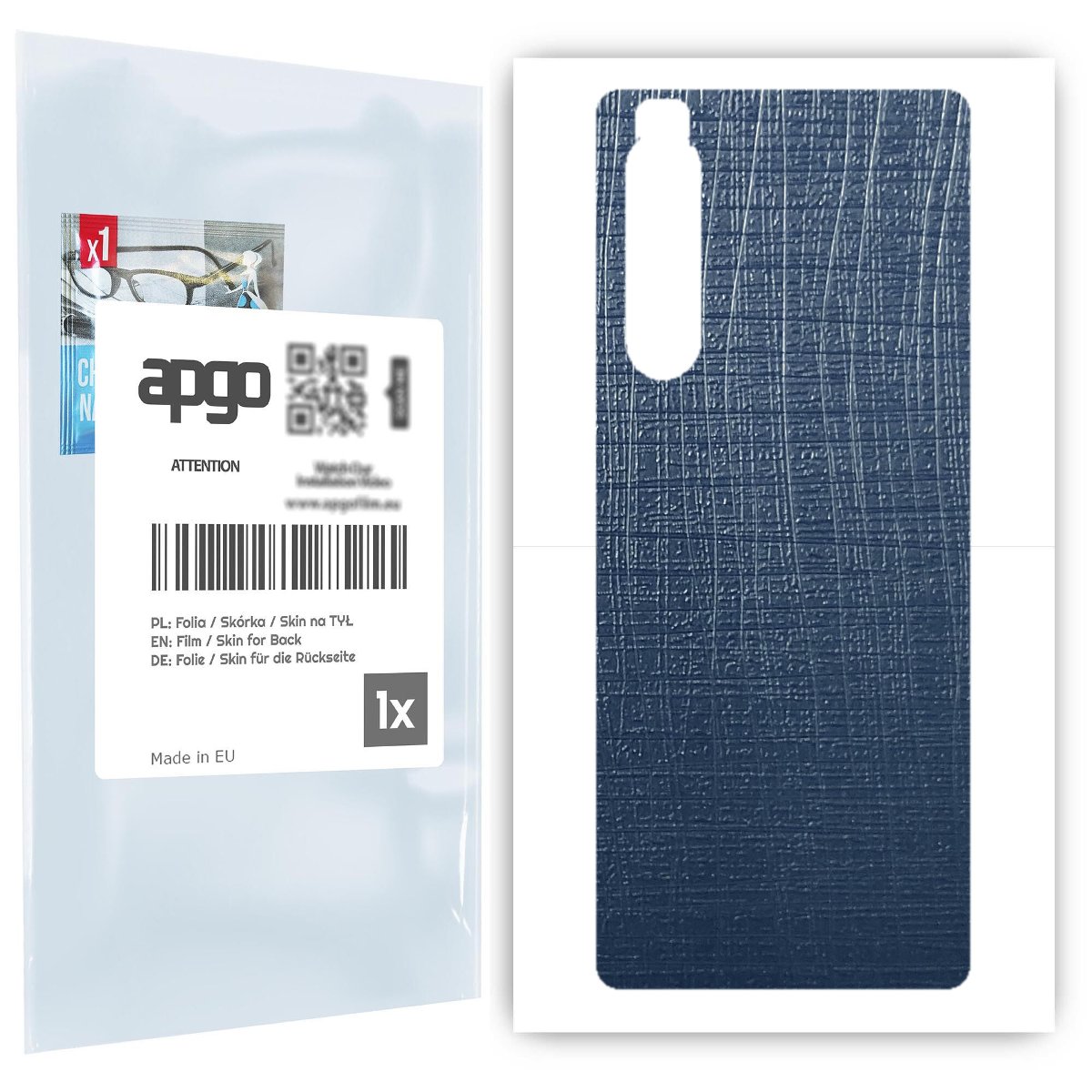 Folia naklejka skórka strukturalna na TYŁ do Sony Xperia 1 II -  Tkanina Granatowa - apgo SKINS