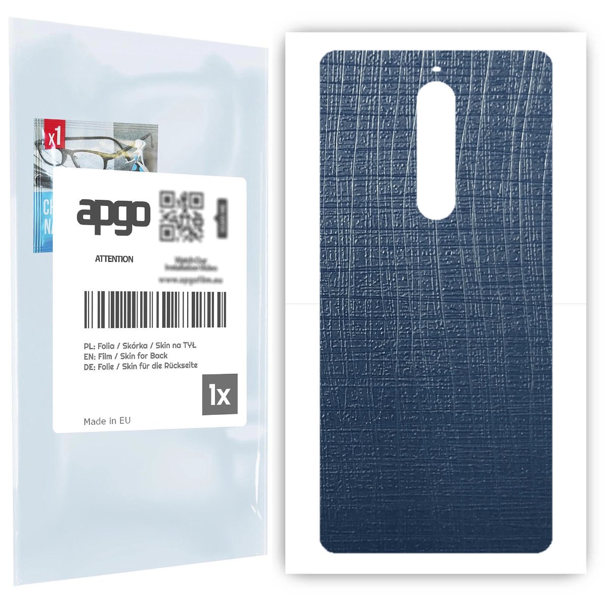 Folia naklejka skórka strukturalna na TYŁ do Nokia 5.1 -  Tkanina Granatowa - apgo SKINS