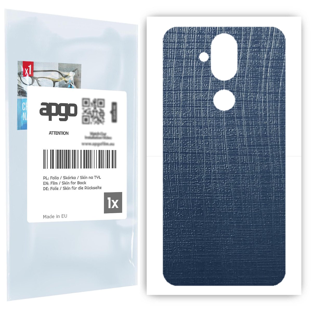 Folia naklejka skórka strukturalna na TYŁ do Nokia 8.1 (Nokia X7) -  Tkanina Granatowa - apgo SKINS