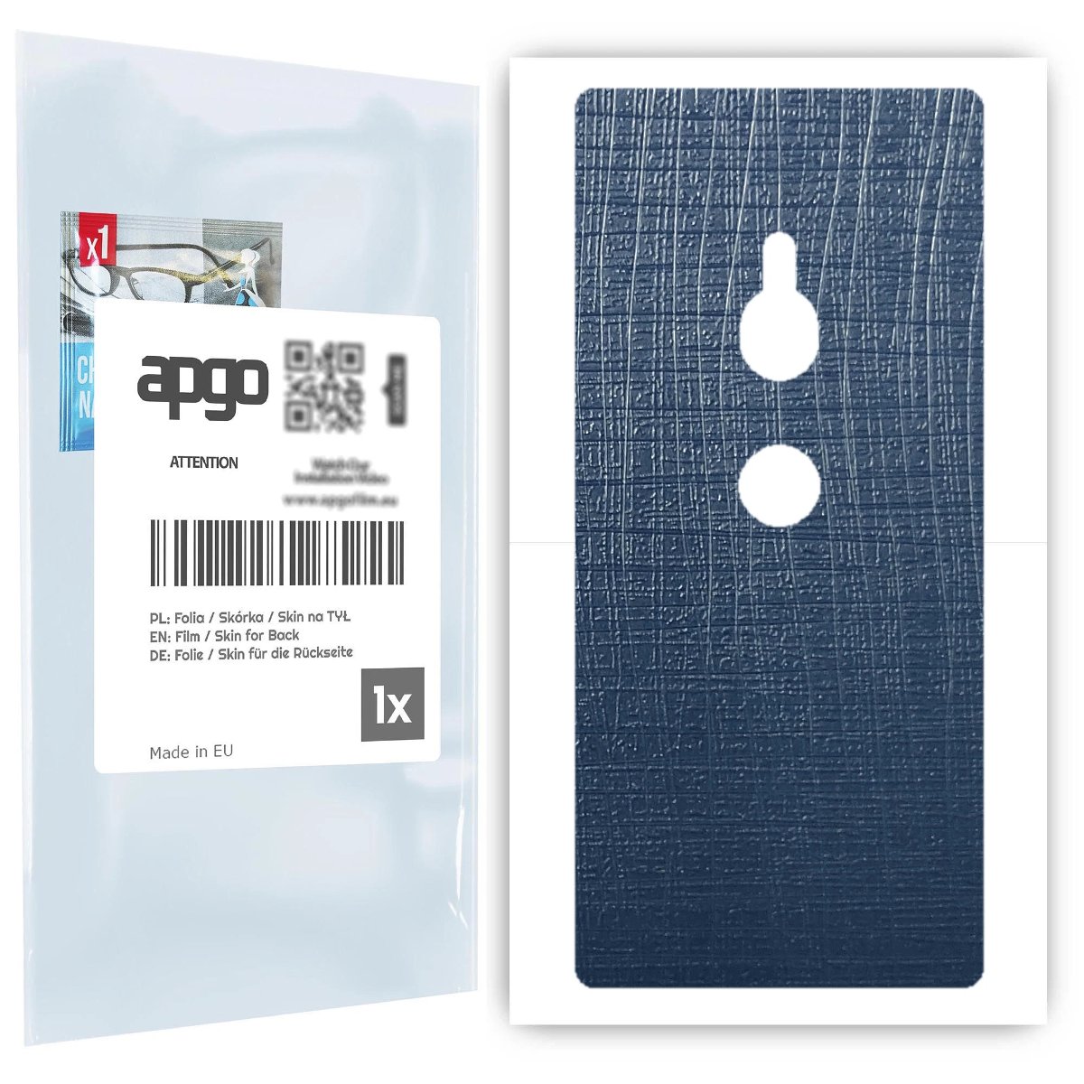 Folia naklejka skórka strukturalna na TYŁ do Sony Xperia XZ2 -  Tkanina Granatowa - apgo SKINS