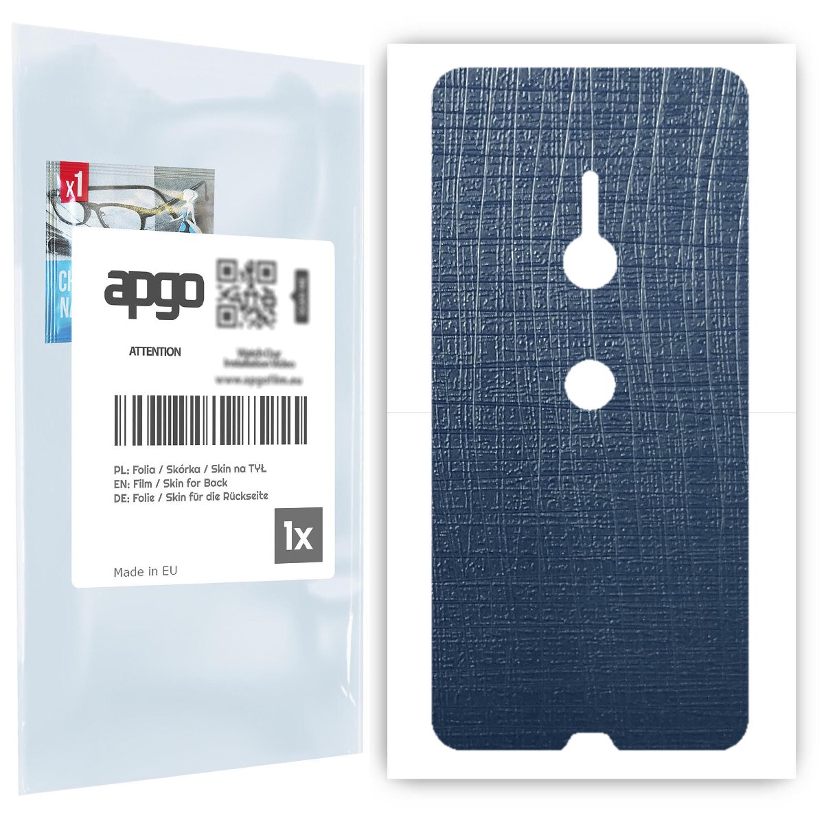 Folia naklejka skórka strukturalna na TYŁ do Sony Xperia XZ3 -  Tkanina Granatowa - apgo SKINS