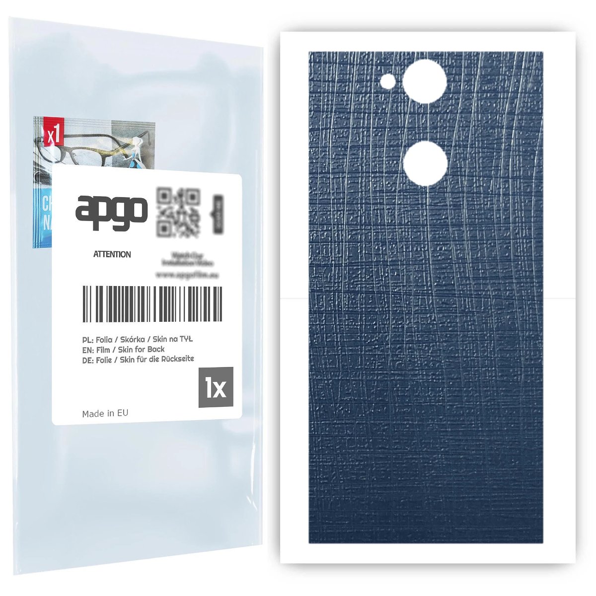 Folia naklejka skórka strukturalna na TYŁ do Sony Xperia XA2 -  Tkanina Granatowa - apgo SKINS