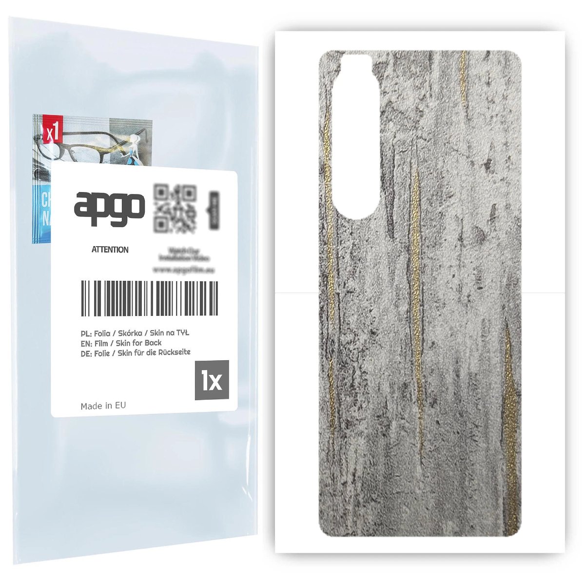 Folia naklejka skórka strukturalna na TYŁ do Sony Xperia 1 III -  Beton Złote Paski - apgo SKINS