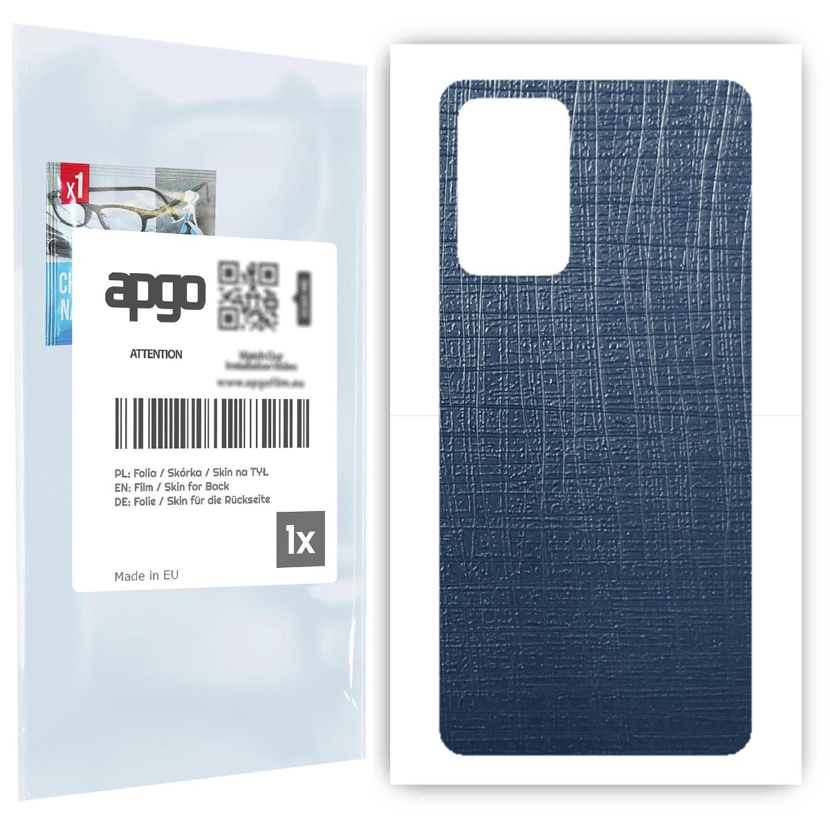 Folia naklejka skórka strukturalna na TYŁ do Samsung Galaxy A72 -  Tkanina Granatowa - apgo SKINS