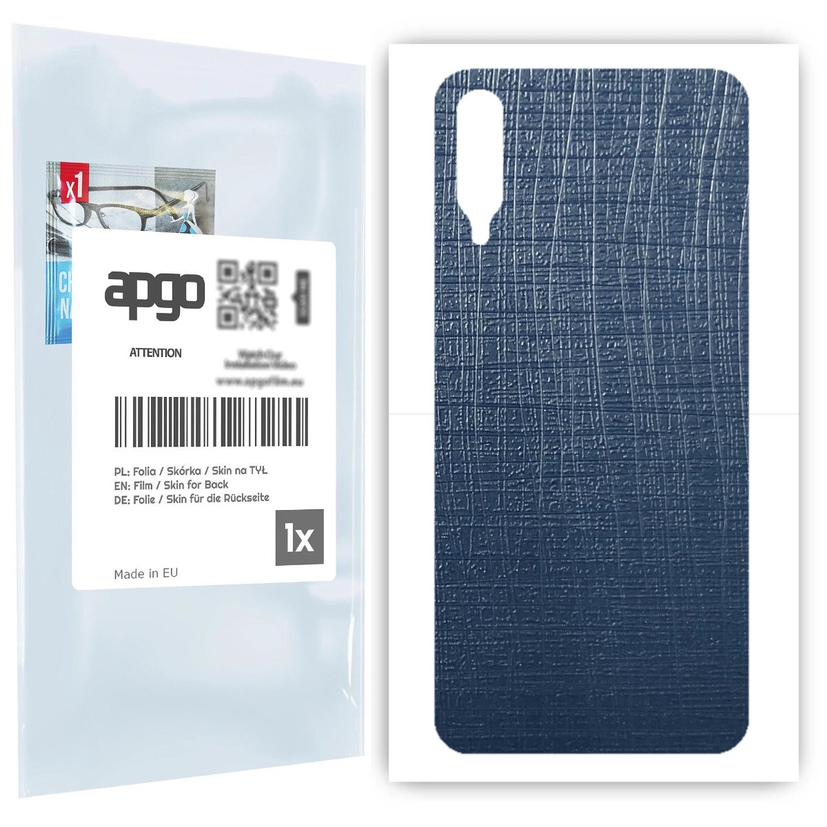 Folia naklejka skórka strukturalna na TYŁ do Samsung Galaxy A30s -  Tkanina Granatowa - apgo SKINS