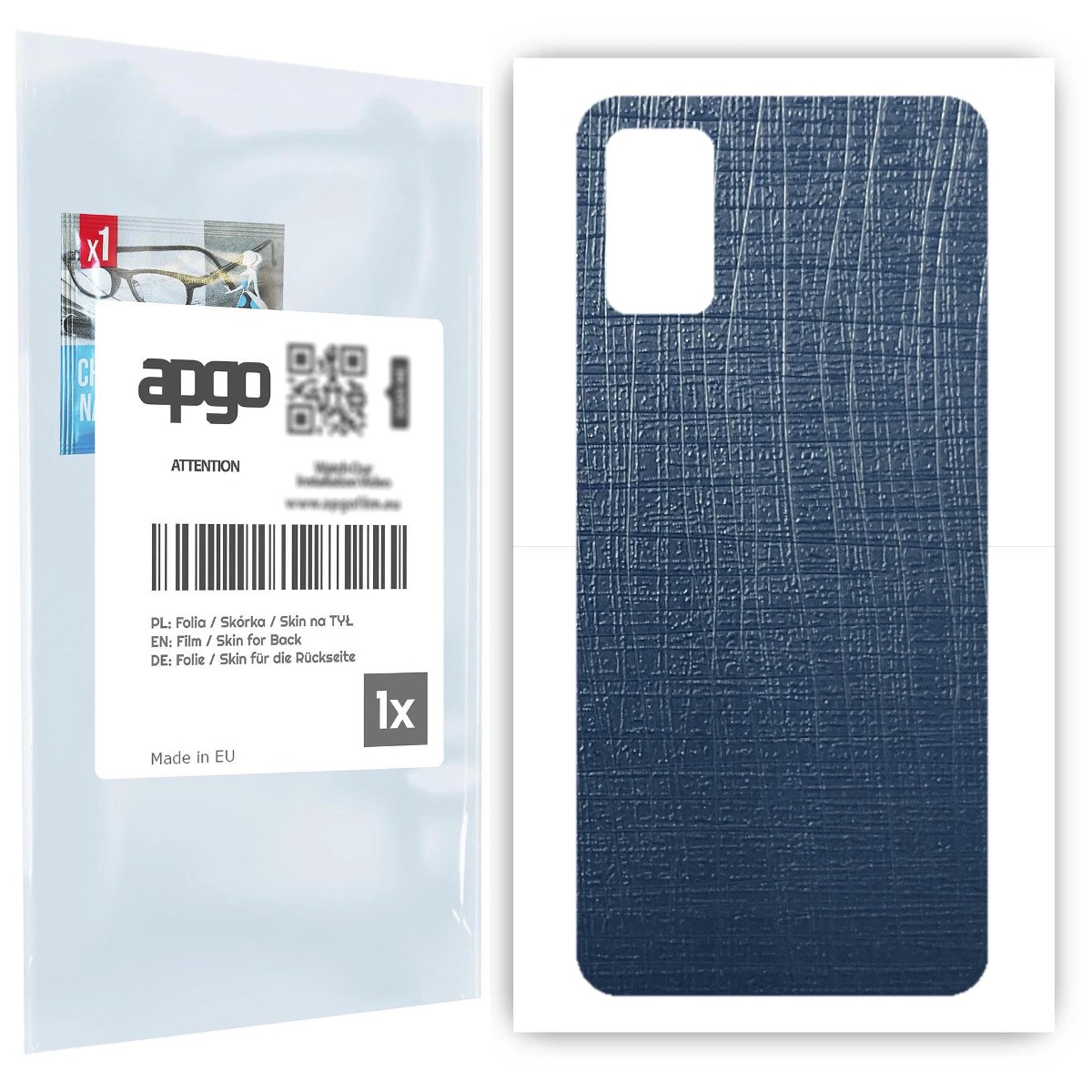 Folia naklejka skórka strukturalna na TYŁ do Samsung Galaxy A41 -  Tkanina Granatowa - apgo SKINS