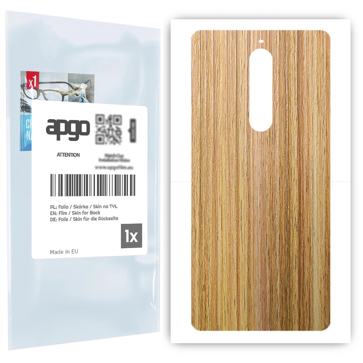 Folia naklejka skórka strukturalna na TYŁ do Nokia 5.1 -  Drewno Dąb Miodowy - apgo SKINS