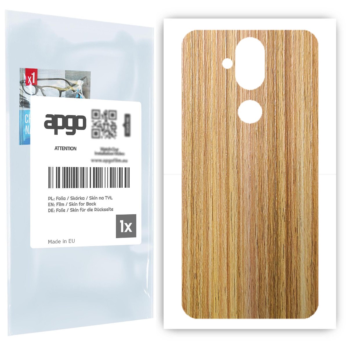 Folia naklejka skórka strukturalna na TYŁ do Nokia 8.1 (Nokia X7) -  Drewno Dąb Miodowy - apgo SKINS