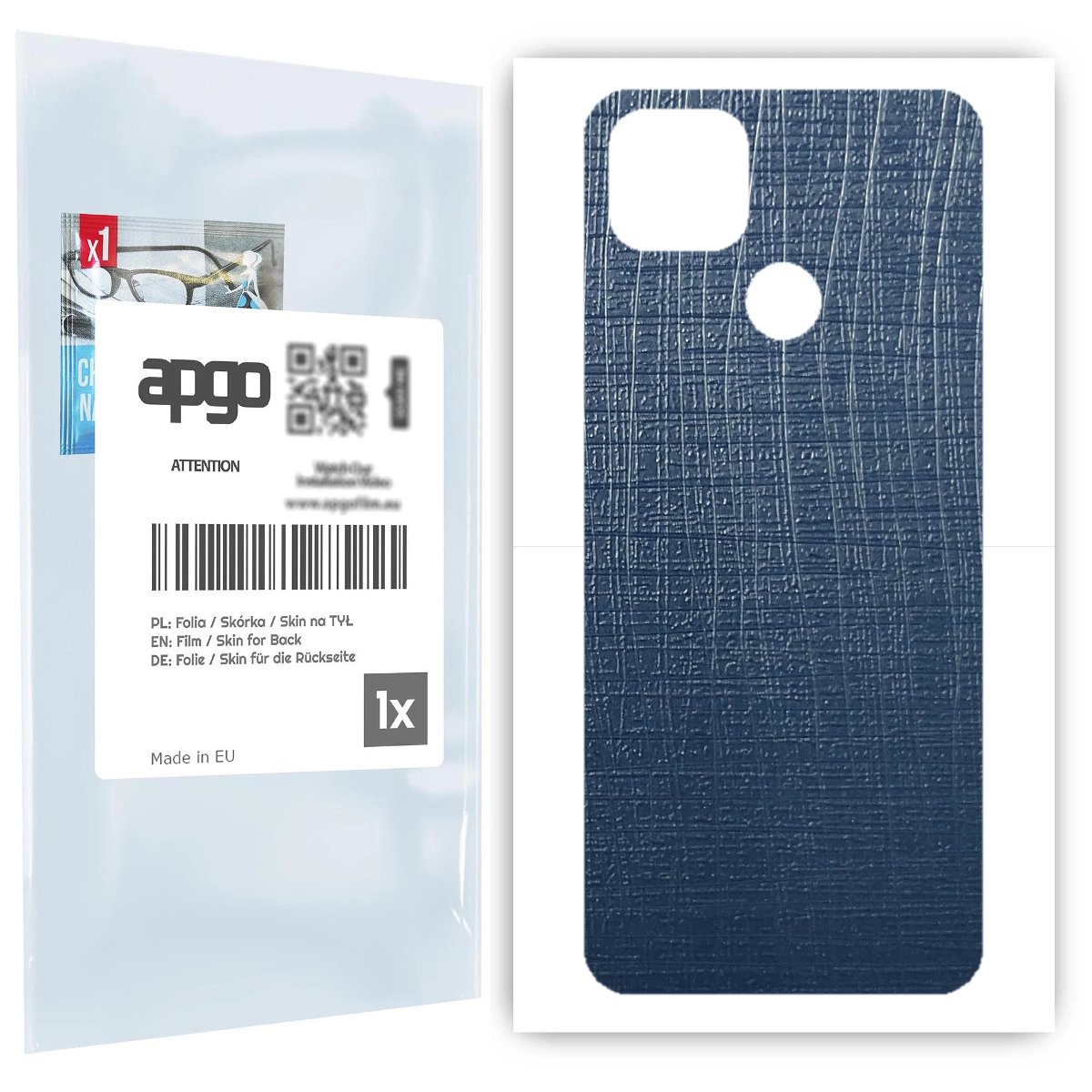 Folia naklejka skórka strukturalna na TYŁ do Motorola Moto G9 Power -  Tkanina Granatowa - apgo SKINS