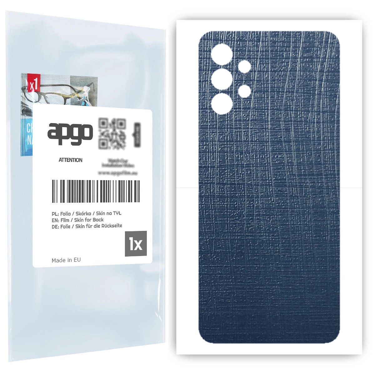Folia naklejka skórka strukturalna na TYŁ do Samsung Galaxy A32 5G -  Tkanina Granatowa - apgo SKINS