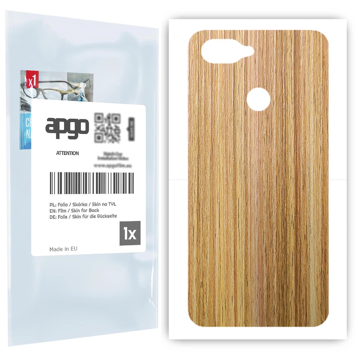 Folia naklejka skórka strukturalna na TYŁ do Oppo A12 -  Drewno Dąb Miodowy - apgo SKINS