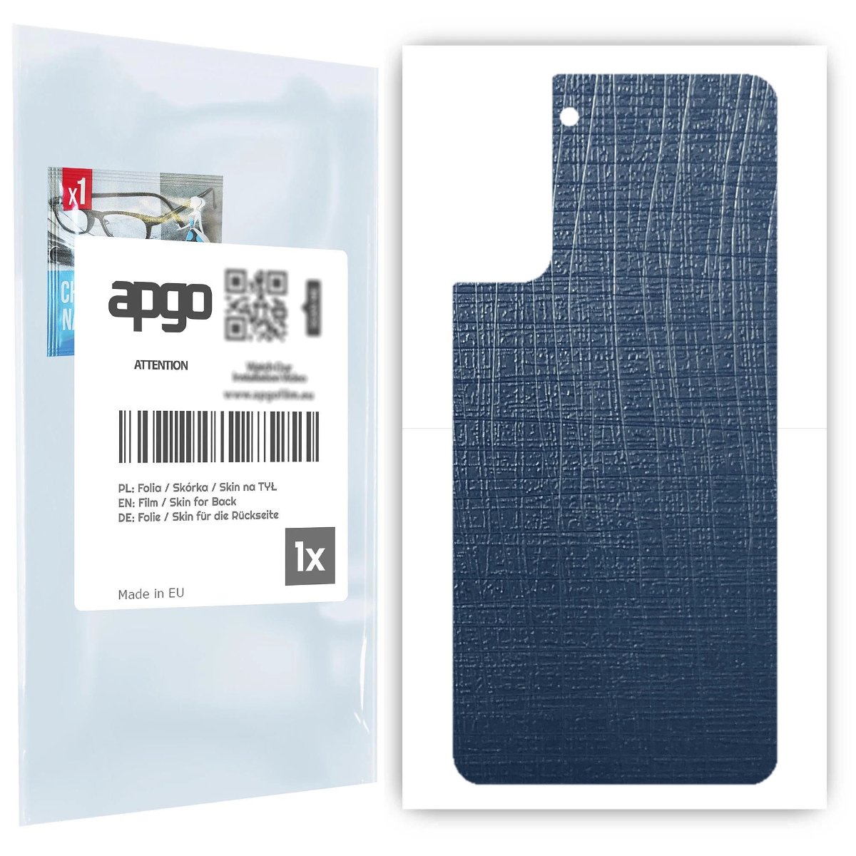 Folia naklejka skórka strukturalna na TYŁ do Samsung Galaxy S21+ 5G -  Tkanina Granatowa - apgo SKINS