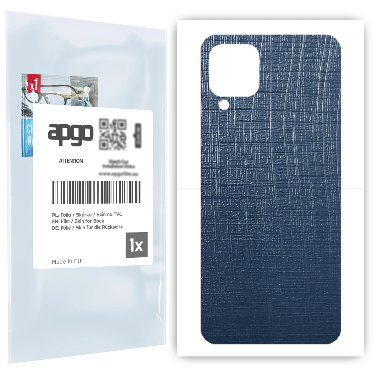 Folia naklejka skórka strukturalna na TYŁ do Samsung Galaxy M12 -  Tkanina Granatowa - apgo SKINS