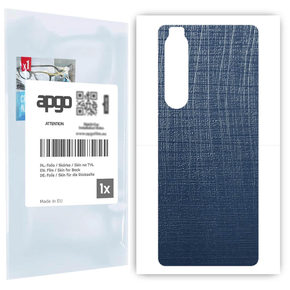 Folia naklejka skórka strukturalna na TYŁ do Sony Xperia 1 III -  Tkanina Granatowa - apgo SKINS