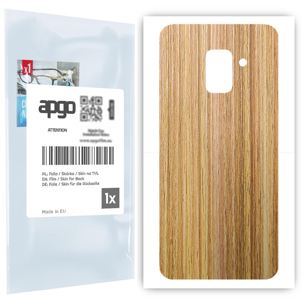 Folia naklejka skórka strukturalna na TYŁ do Samsung Galaxy A8 (2018) -  Drewno Dąb Miodowy - apgo SKINS