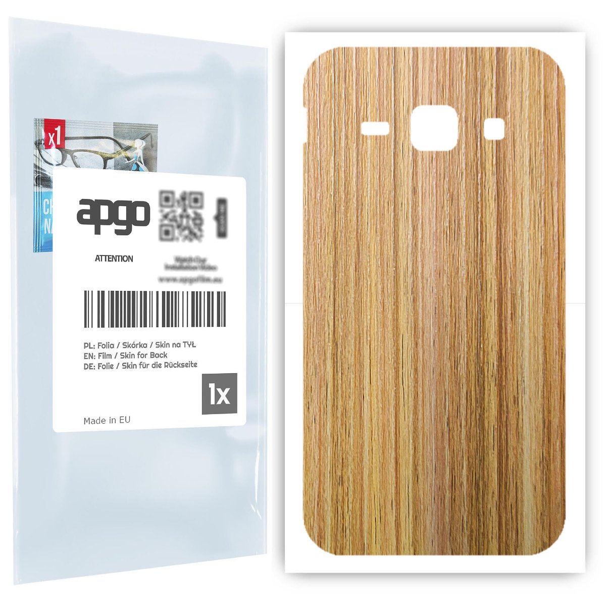 Folia naklejka skórka strukturalna na TYŁ do Samsung Galaxy J1 (2016) -  Drewno Dąb Miodowy - apgo SKINS