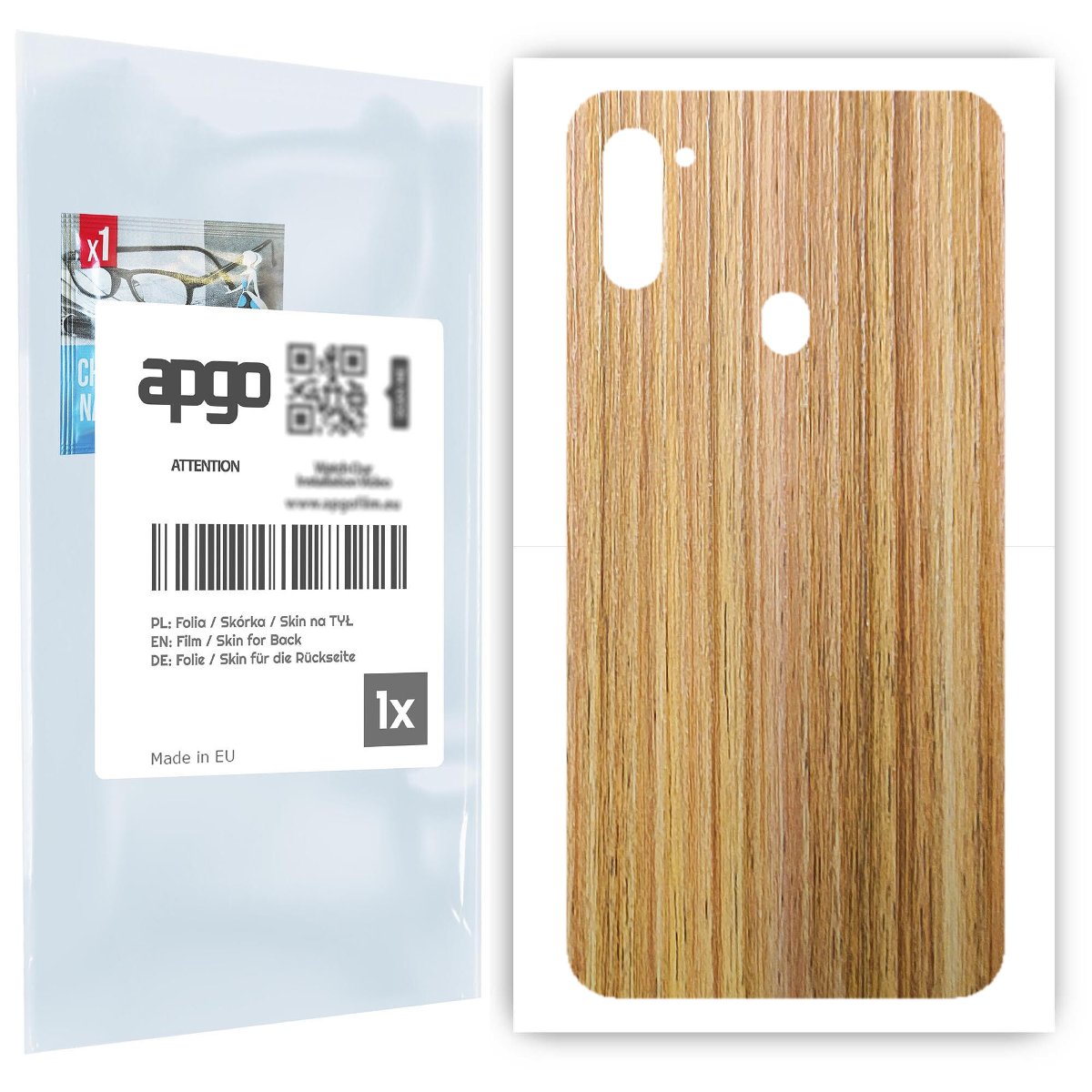 Folia naklejka skórka strukturalna na TYŁ do Samsung Galaxy M11 -  Drewno Dąb Miodowy - apgo SKINS