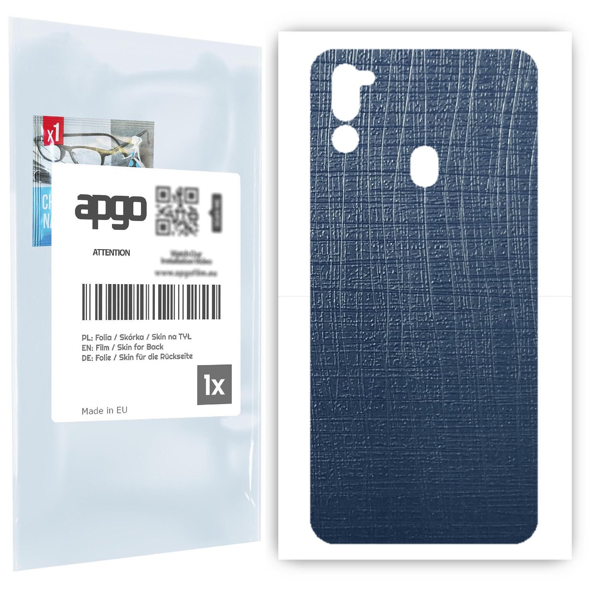 Folia naklejka skórka strukturalna na TYŁ do Samsung Galaxy M21 2021 -  Tkanina Granatowa - apgo SKINS