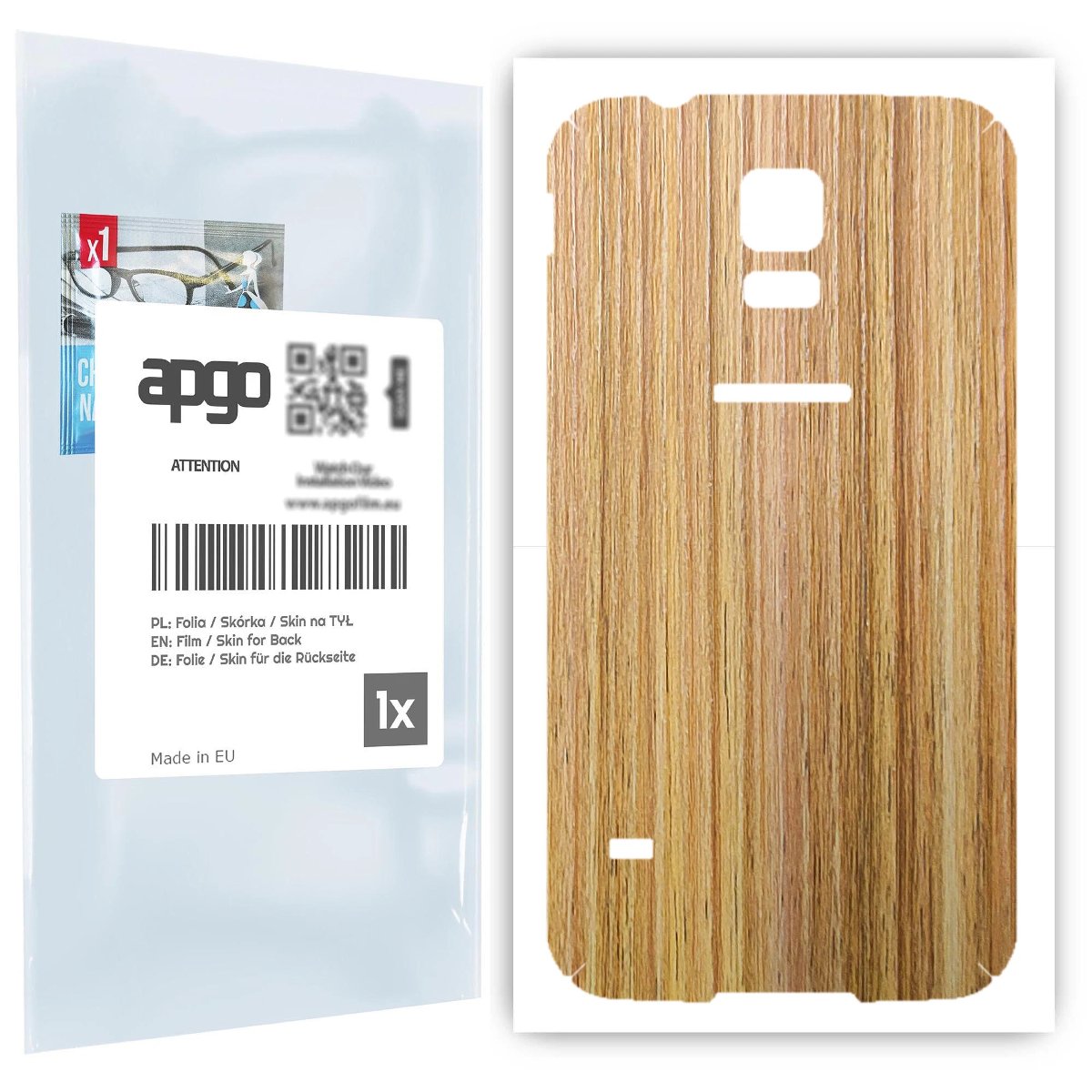 Folia naklejka skórka strukturalna na TYŁ do Samsung Galaxy S5 SM-G900F -  Drewno Dąb Miodowy - apgo SKINS
