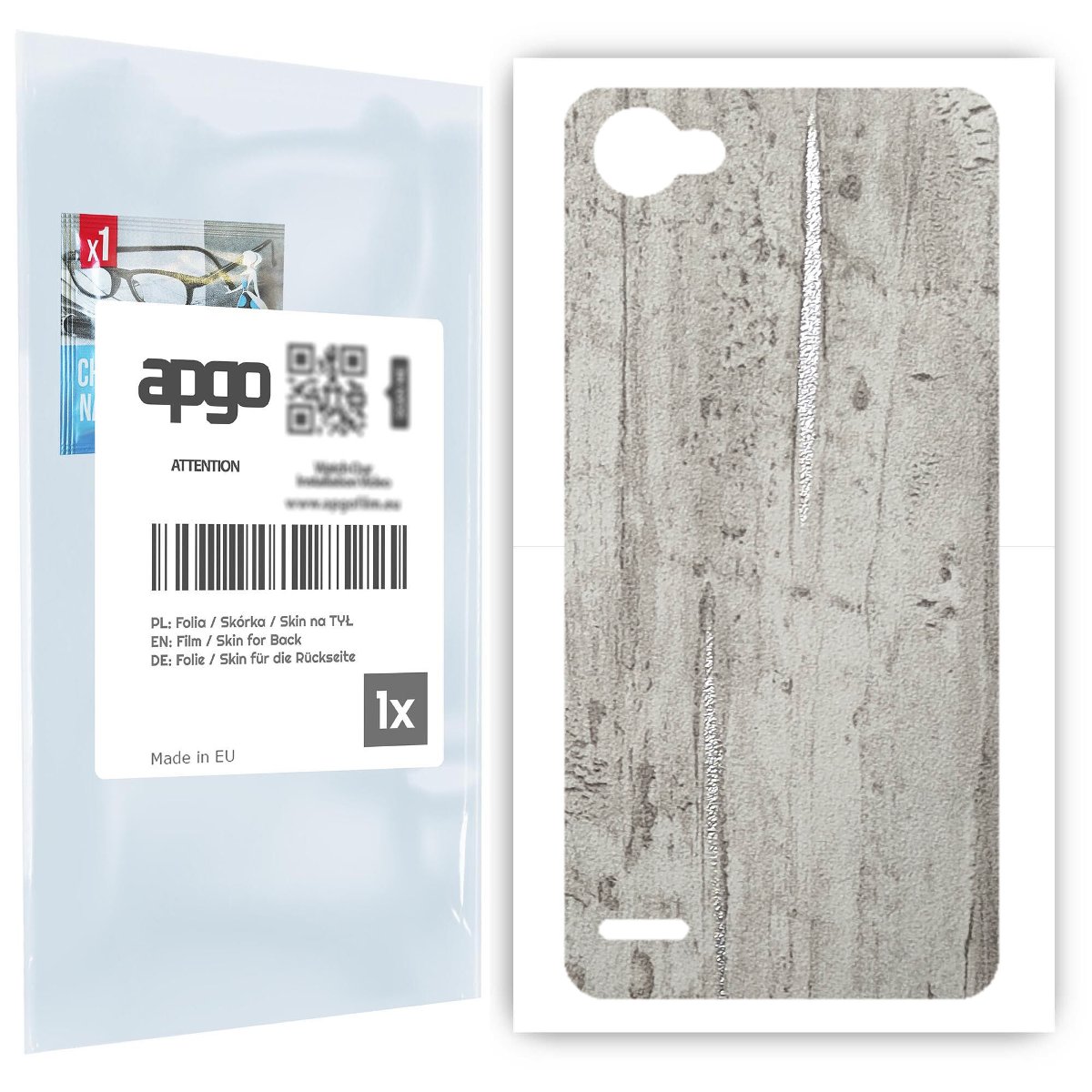 Folia naklejka skórka strukturalna na TYŁ do LG Q6 -  Beton Srebrne Paski - apgo SKINS