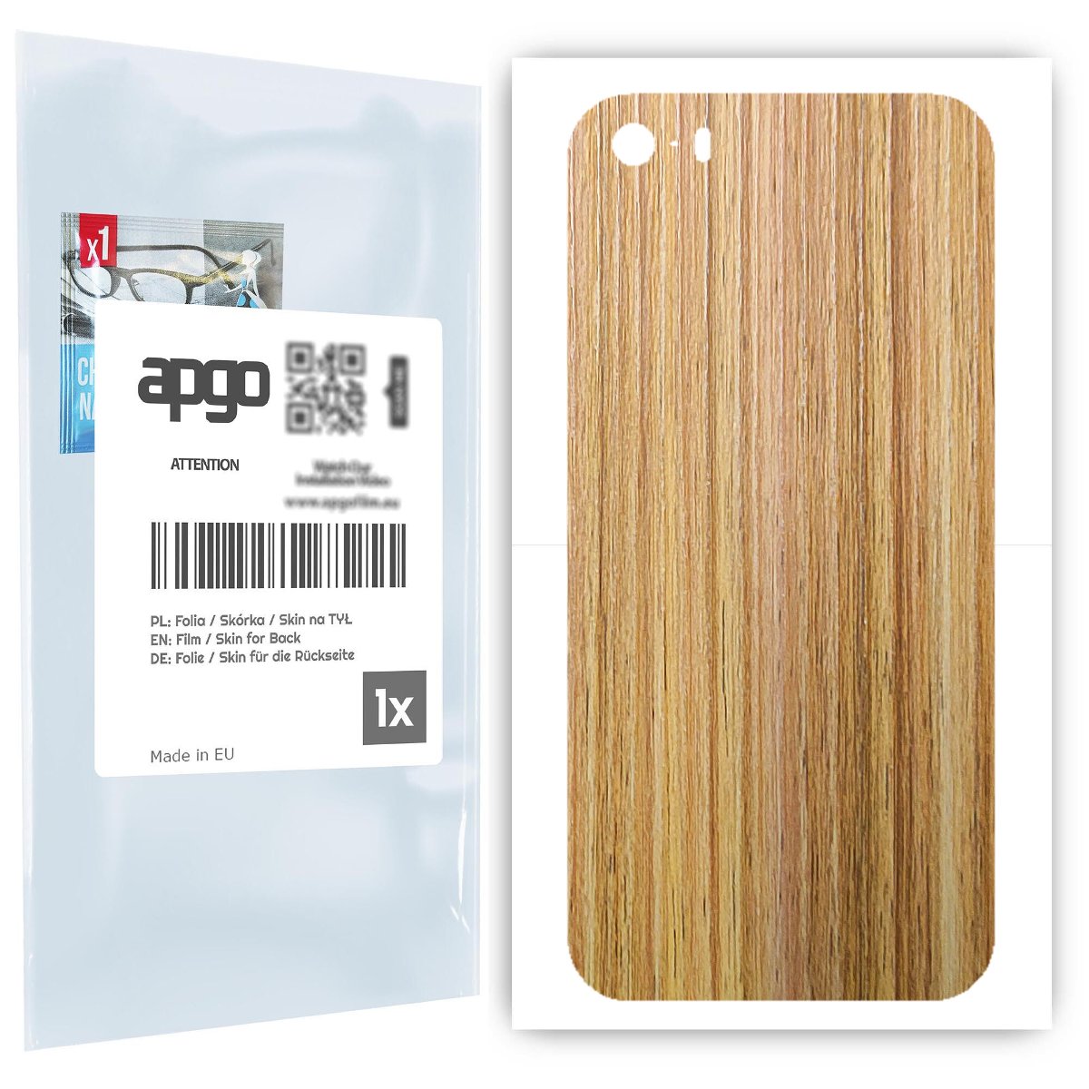 Folia naklejka skórka strukturalna na TYŁ do Apple iPhone 5s -  Drewno Dąb Miodowy - apgo SKINS