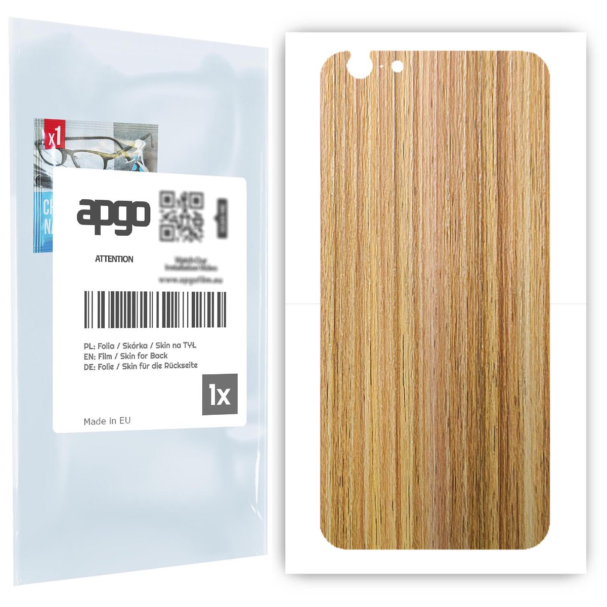 Folia naklejka skórka strukturalna na TYŁ do Apple iPhone 6 -  Drewno Dąb Miodowy - apgo SKINS