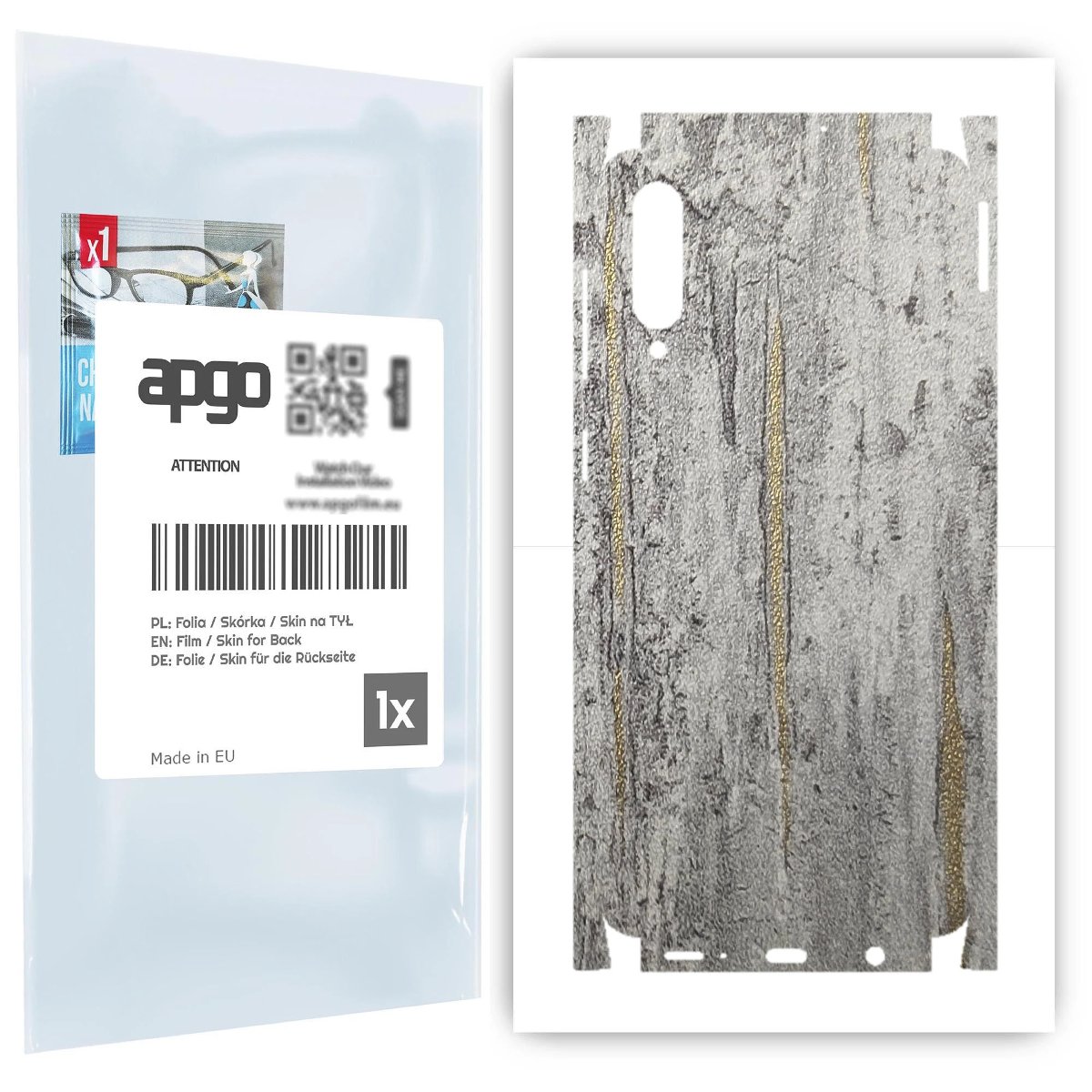 Folia naklejka skórka strukturalna na TYŁ+BOKI do Samsung Galaxy A50s -  Beton Złote Paski - apgo SKINS