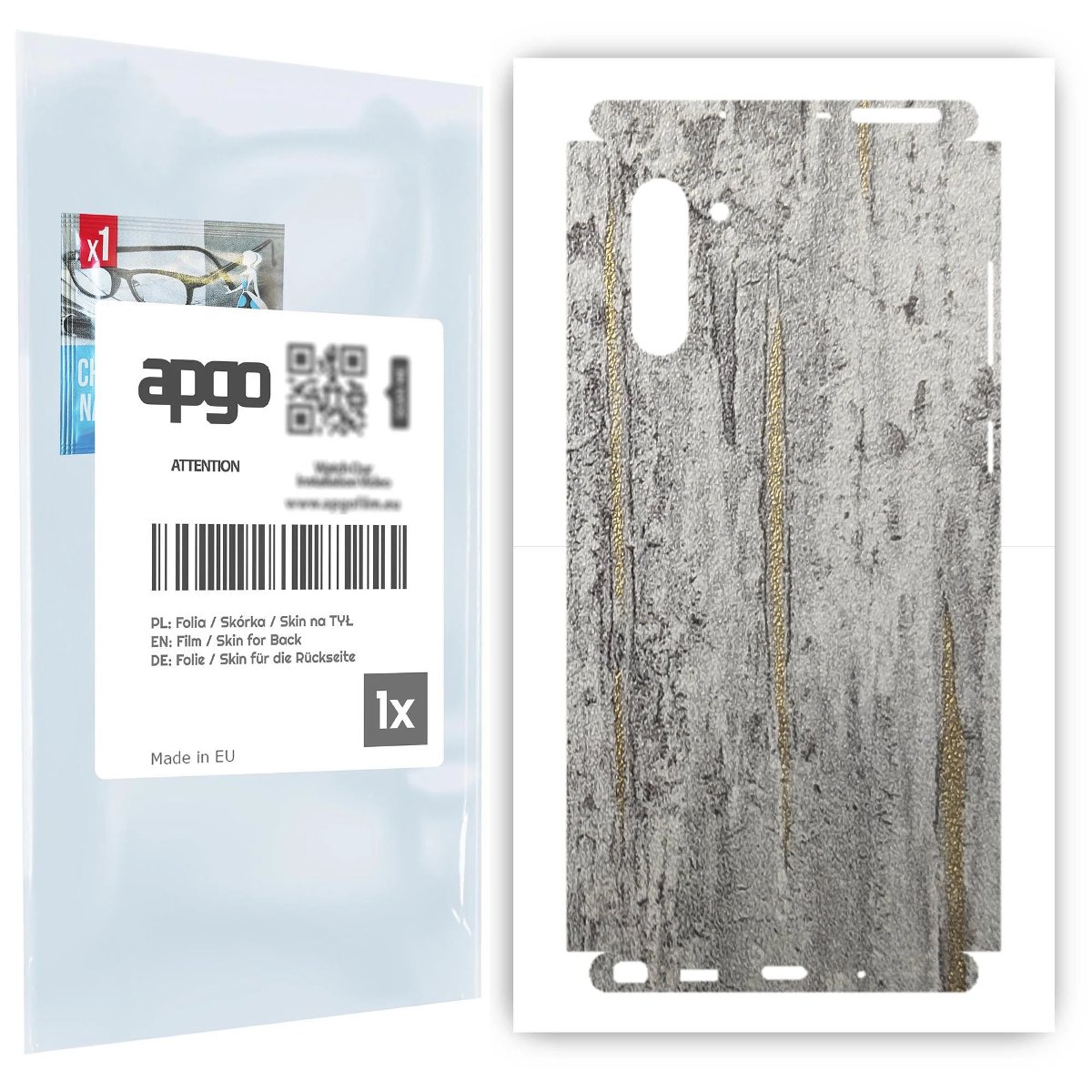 Folia naklejka skórka strukturalna na TYŁ+BOKI do Samsung Galaxy Note 10 -  Beton Złote Paski - apgo SKINS
