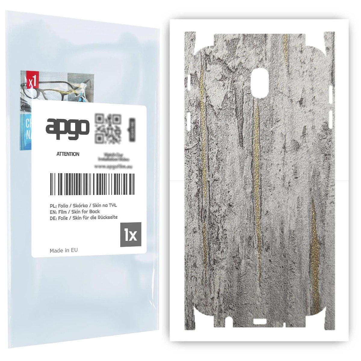 Folia naklejka skórka strukturalna na TYŁ+BOKI do Samsung Galaxy J7 (2017) -  Beton Złote Paski - apgo SKINS