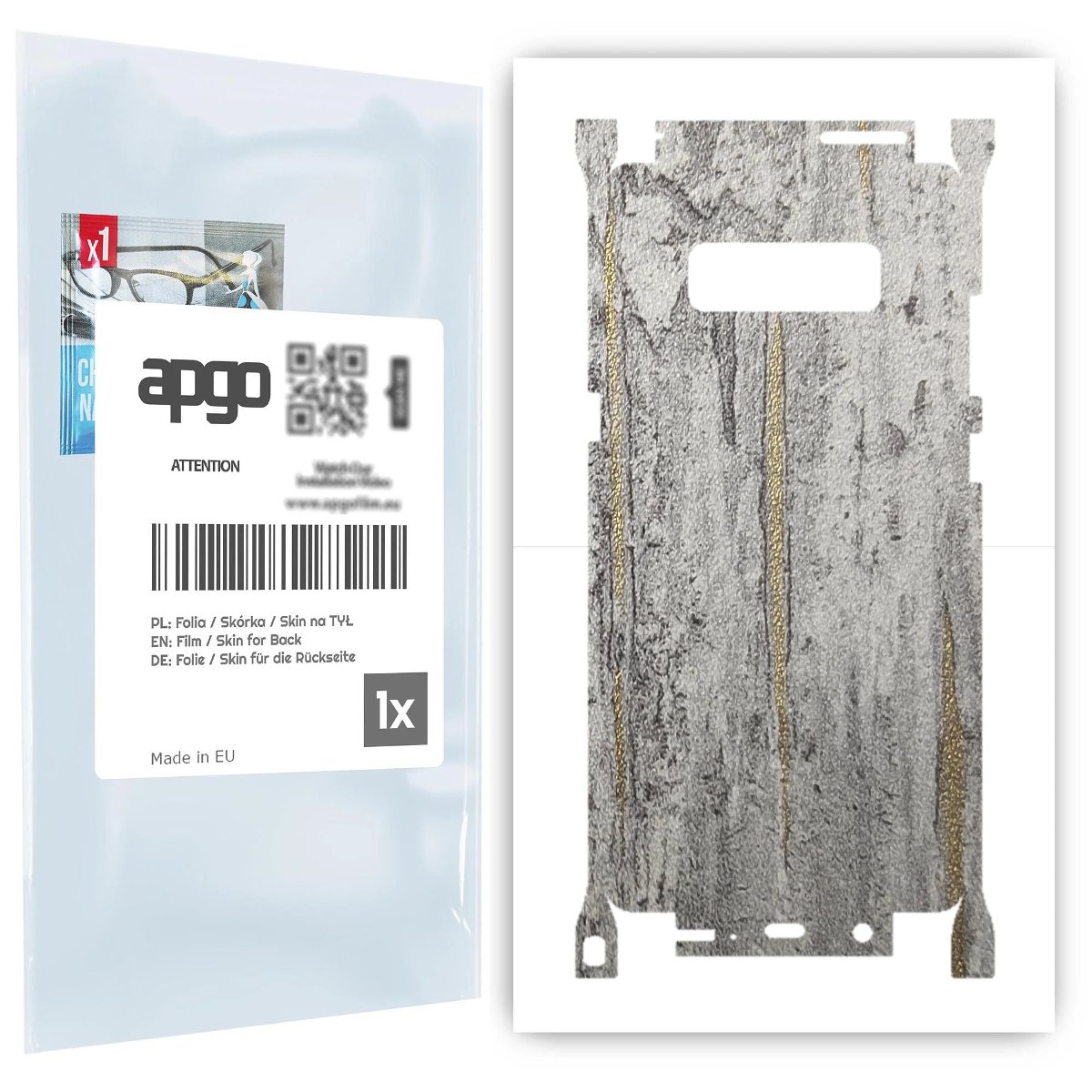 Folia naklejka skórka strukturalna na TYŁ+BOKI do Samsung Galaxy Note 8 -  Beton Złote Paski - apgo SKINS