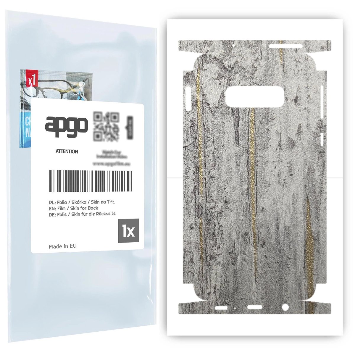 Folia naklejka skórka strukturalna na TYŁ+BOKI do Samsung Galaxy S10e -  Beton Złote Paski - apgo SKINS