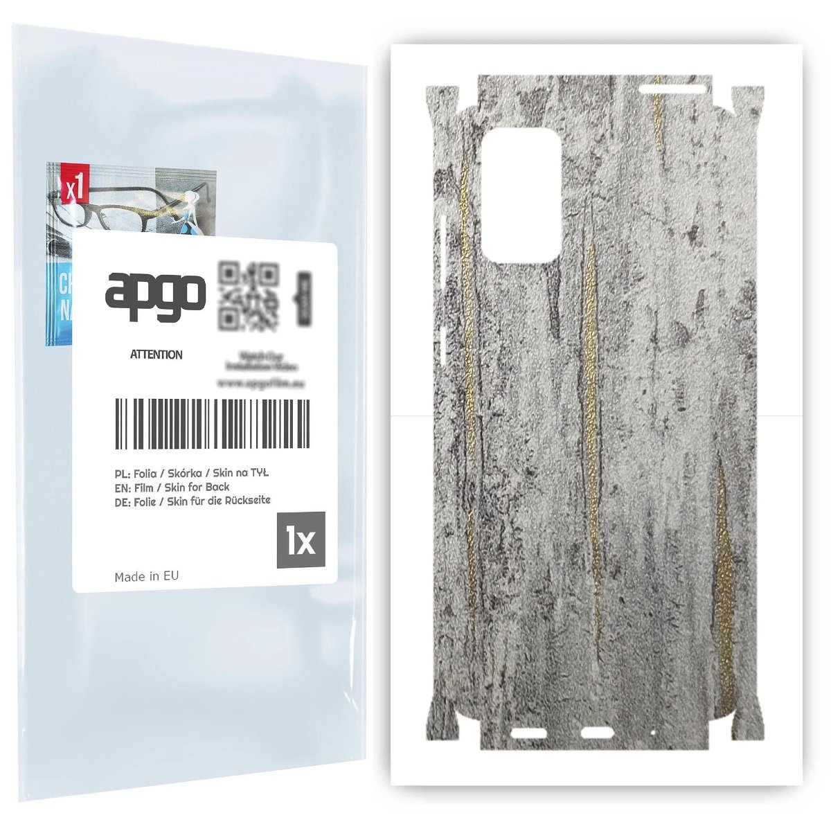 Folia naklejka skórka strukturalna na TYŁ+BOKI do Samsung Galaxy S20+ -  Beton Złote Paski - apgo SKINS